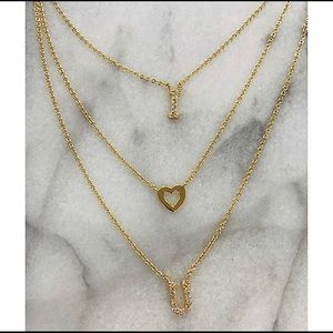 I Heart You Triple Chain Necklace in 14K Gold Vermeil-Boutique